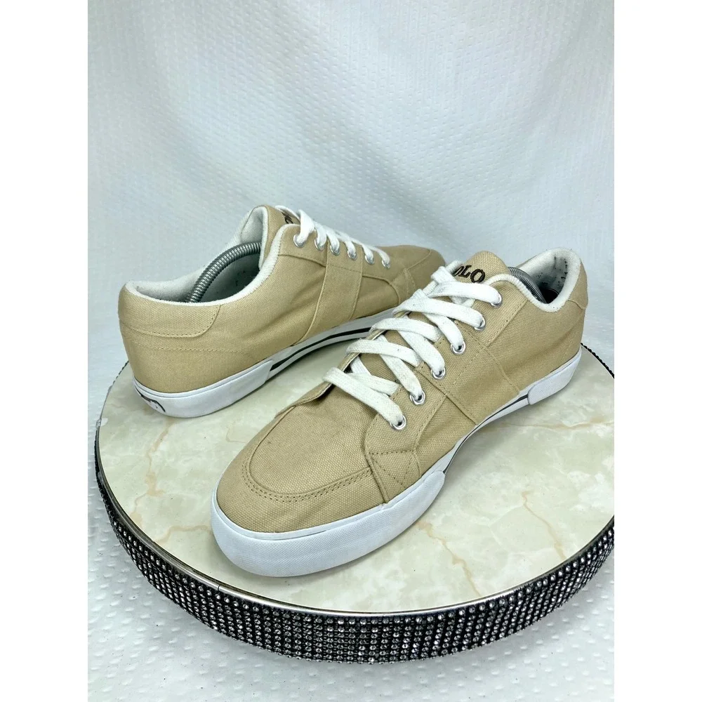 Polo Ralph Lauren Humberto Canvas Shoes Mens 11.5 Tan Low Top Comfort Sneakers